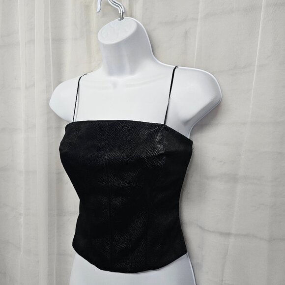Kirious Tank Black Crop Snakeskin Goth Whimsigoth Vamp Club Faux Leather S - Picture 4 of 10